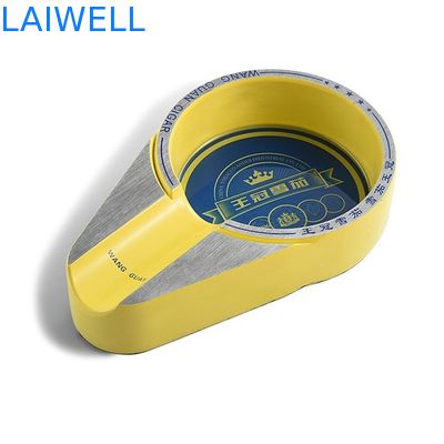 Εξατομικευμένο κλασικό γκρι μεταλλικό τασάκι τσέπης για τους λάτρεις των πούρων και των τσιγάρων με λογότυπο χαραγμένο με λέιζερ