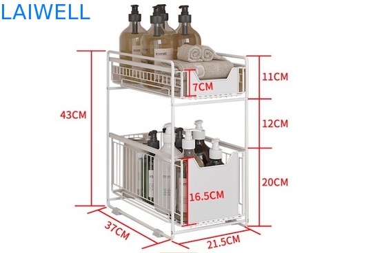 37L*21.5W*43Hcm σκεύη για την κουζίνα 2 ανοξείδωτου ράφι αποθήκευσης κουζινών σειρών